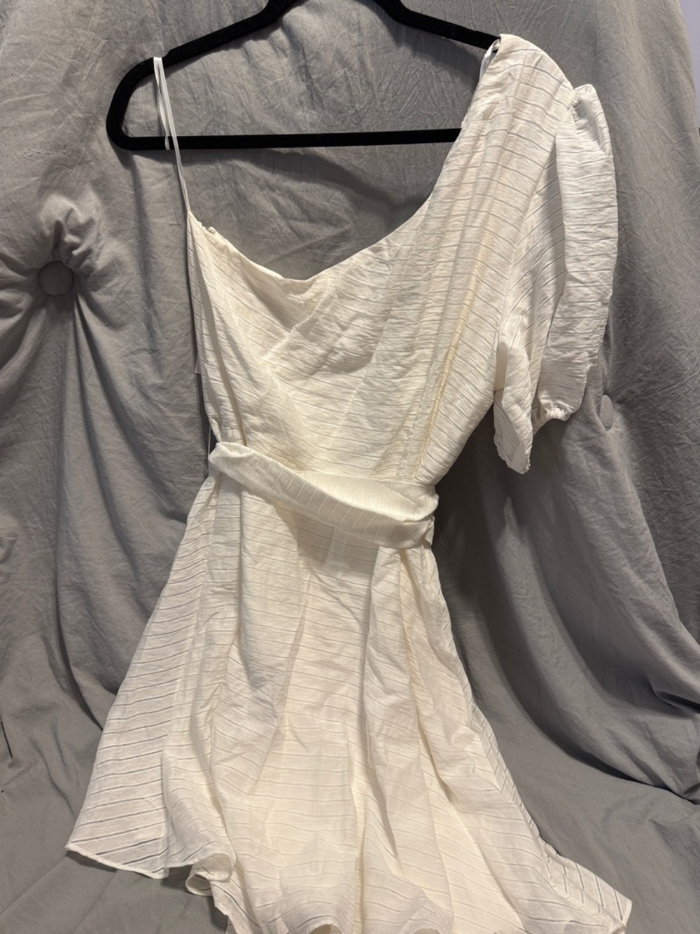 Nine West White One-Shoulder Tie-Waist Mini Dress - Picture 4 of 4